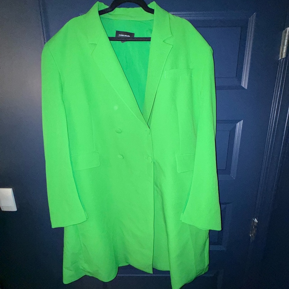 Karen Millen Neon Green Double-Breasted Blazer